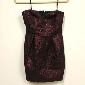 BCBGeneration Sleeveless Mini Red Metallic Dress